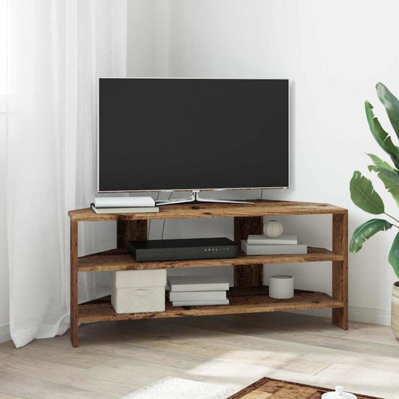 vidaXL ΓωνιακήΒάσηΤηλεόρασης 102x40,5x45εκ Παλιό Ξύλο