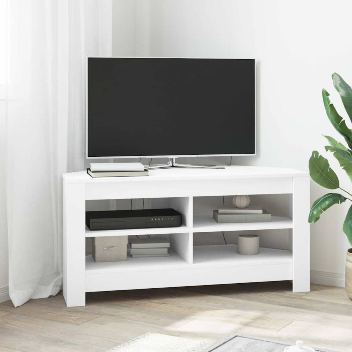 vidaXL ΓωνιακήΒάσηΤηλεόρασης 102 x 40,5 x 45 εκ Λευκό