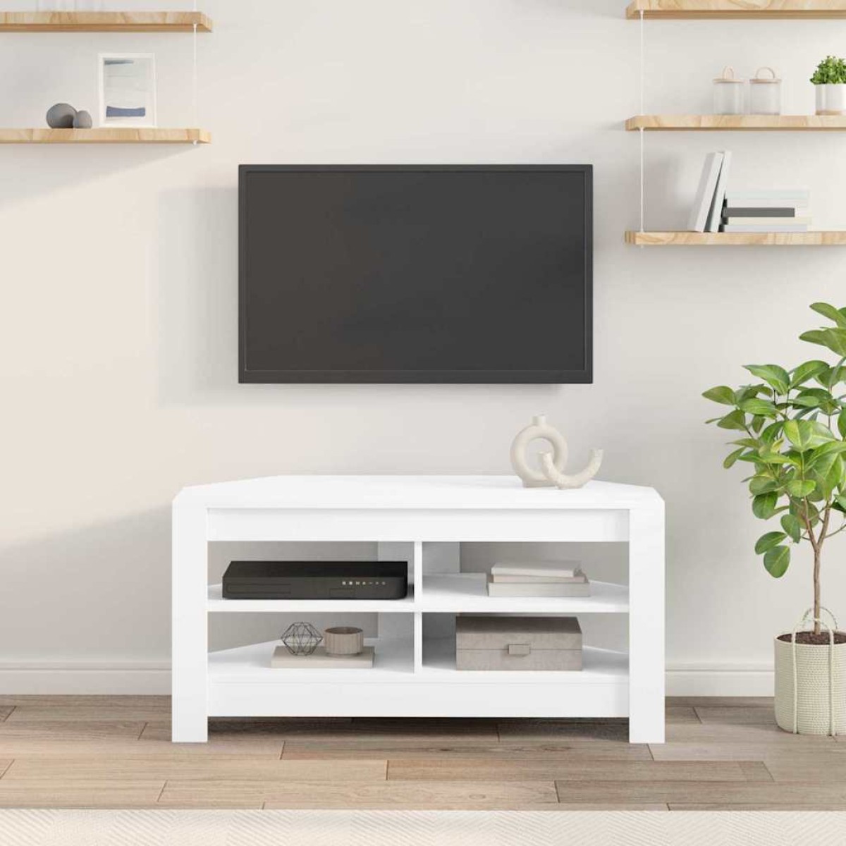 vidaXL ΓωνιακήΒάσηΤηλεόρασης 102 x 40,5 x 45 εκ Λευκό