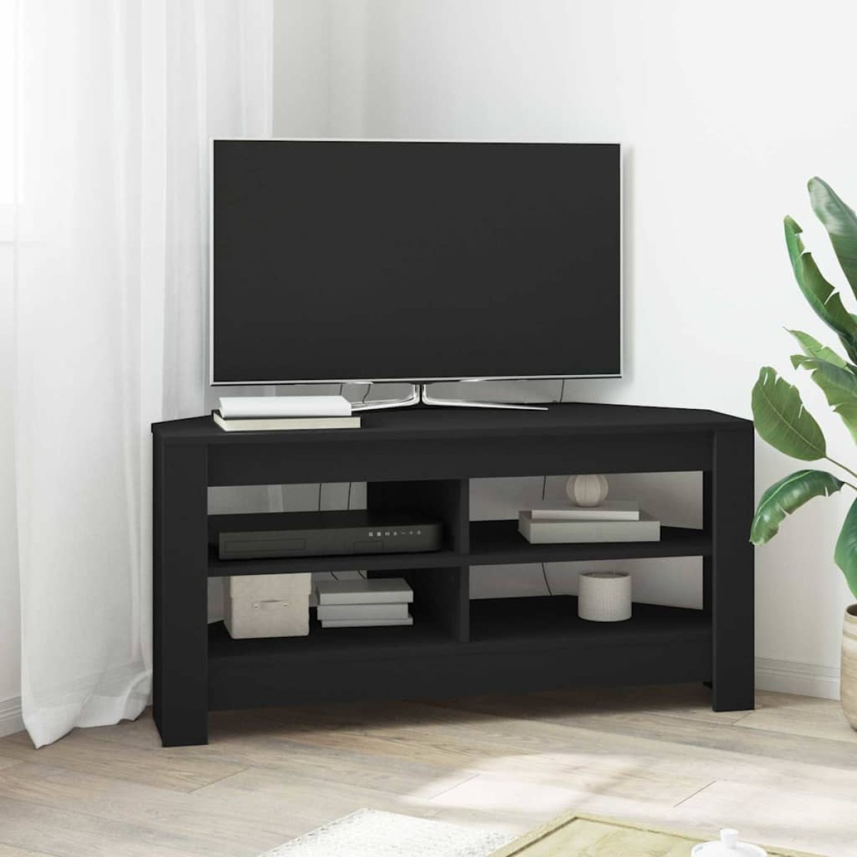 vidaXL ΓωνιακήΒάσηΤηλεόρασης 102 x 40,5 x 45 εκ Μαύρο