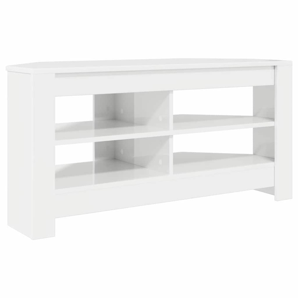 vidaXL ΓωνιακήΒάσηΤηλεόρασης 102 x 40,5 x 45 εκ Υψηλή γυαλιστερή Λευκή