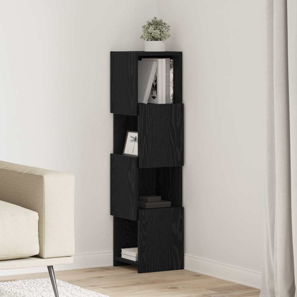 vidaXL Γωνιακό Ντουλάπι 25,5x25x102εκ Επεξεργασμένο Ξύλο Μαύρη Οξυά