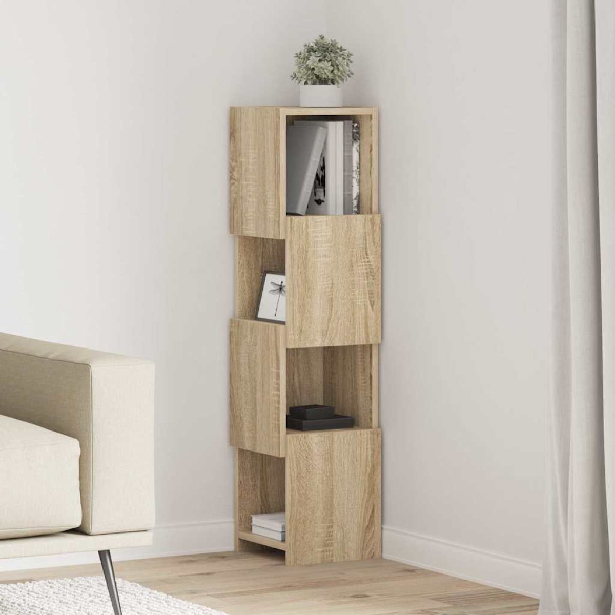 vidaXL Γωνιακό Ντουλάπι 25,5x25x102εκ Επεξεργασμένο Ξύλο Δρύς Sonoma