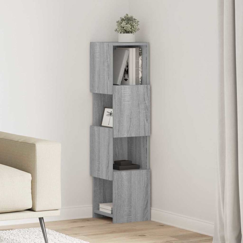 vidaXL Γωνιακό Ντουλάπι 25,5x25x102εκ Επεξεργασμένο Ξύλο Γκρίζο Σονομα