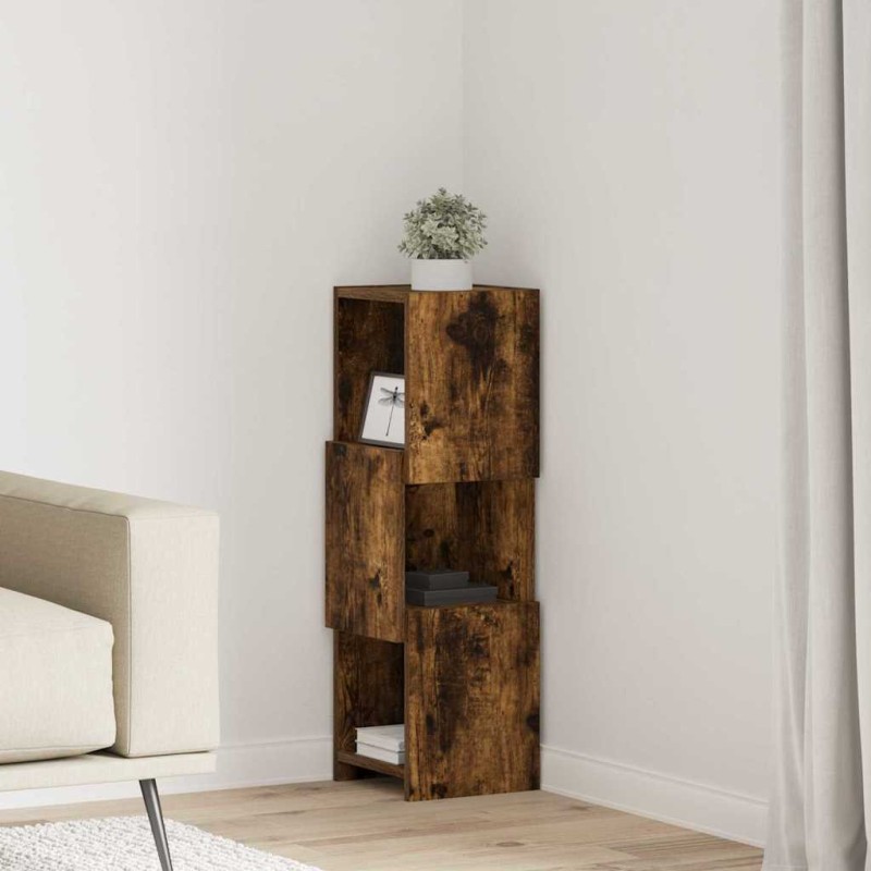 vidaXL Γωνιακό Ντουλάπι 25,5x25x80εκ Επεξεργασμένο Ξύλο Καπνιστό Δρύς