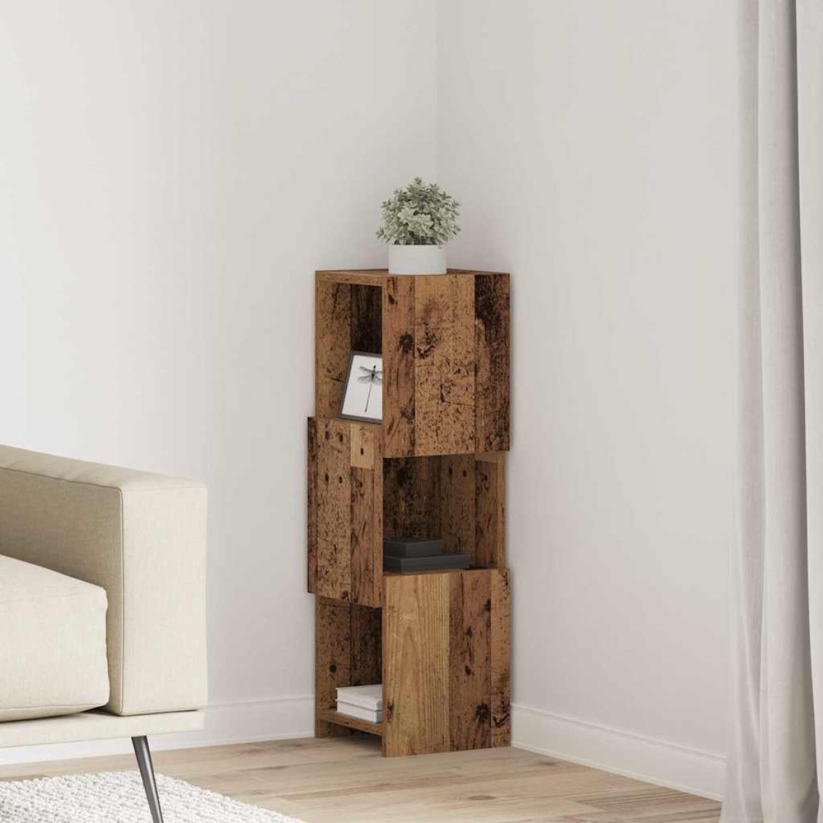 vidaXL Γωνιακό Ντουλάπι 25,5x25x80εκ Επεξεργασμένο Ξύλο Παλιό ξύλο
