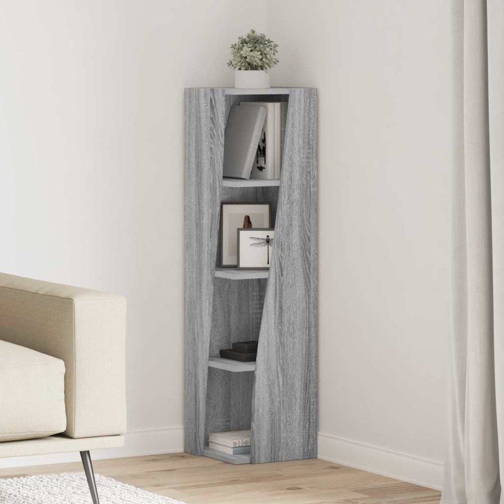 vidaXL Γωνιακό Ντουλάπι 27,5x27x102εκ Επεξεργασμένο Ξύλο Γκρίζο Σονομα