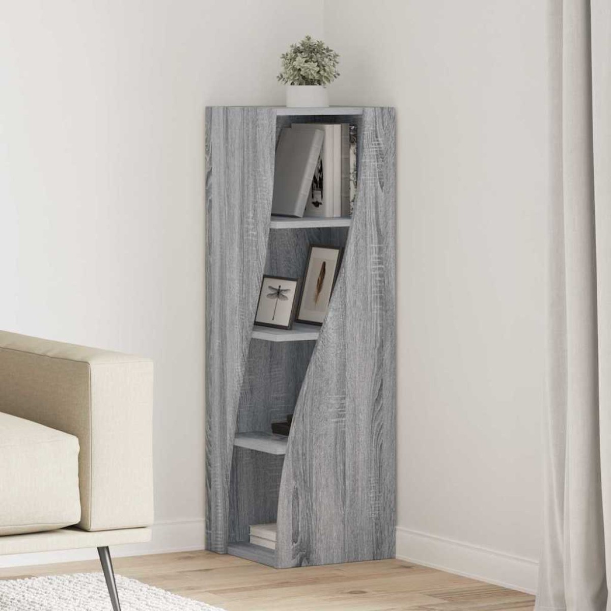 vidaXL Γωνιακό Ντουλάπι 32x32x102εκ Επεξεργασμένο Ξύλο Γκρίζο Σονομα