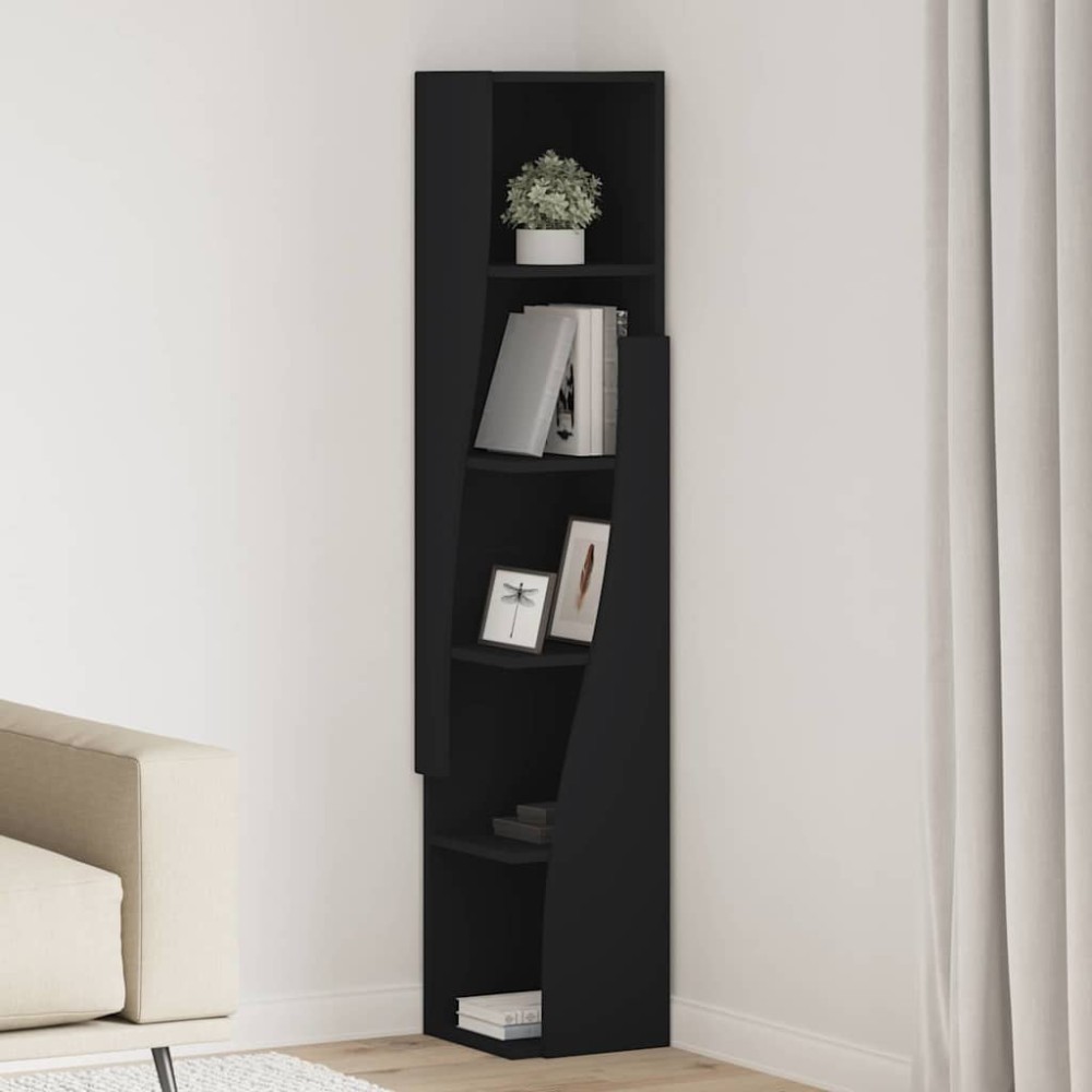 vidaXL Γωνιακό Ντουλάπι 27,5x27x140εκ Επεξεργασμένο Ξύλο Μαύρο