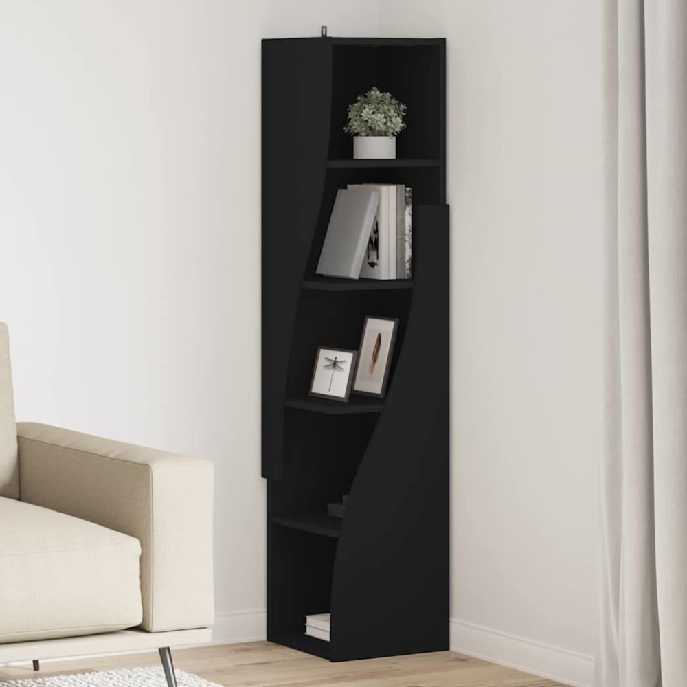 vidaXL Γωνιακό Ντουλάπι 32x32x140εκ Επεξεργασμένο Ξύλο Μαύρο