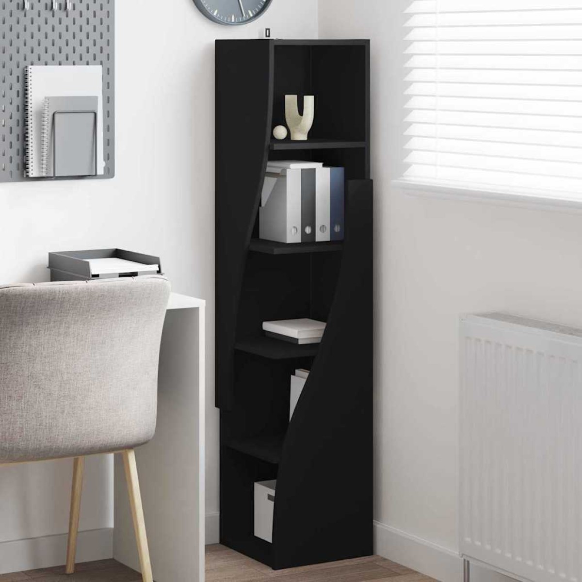 vidaXL Γωνιακό Ντουλάπι 32x32x140εκ Επεξεργασμένο Ξύλο Μαύρο