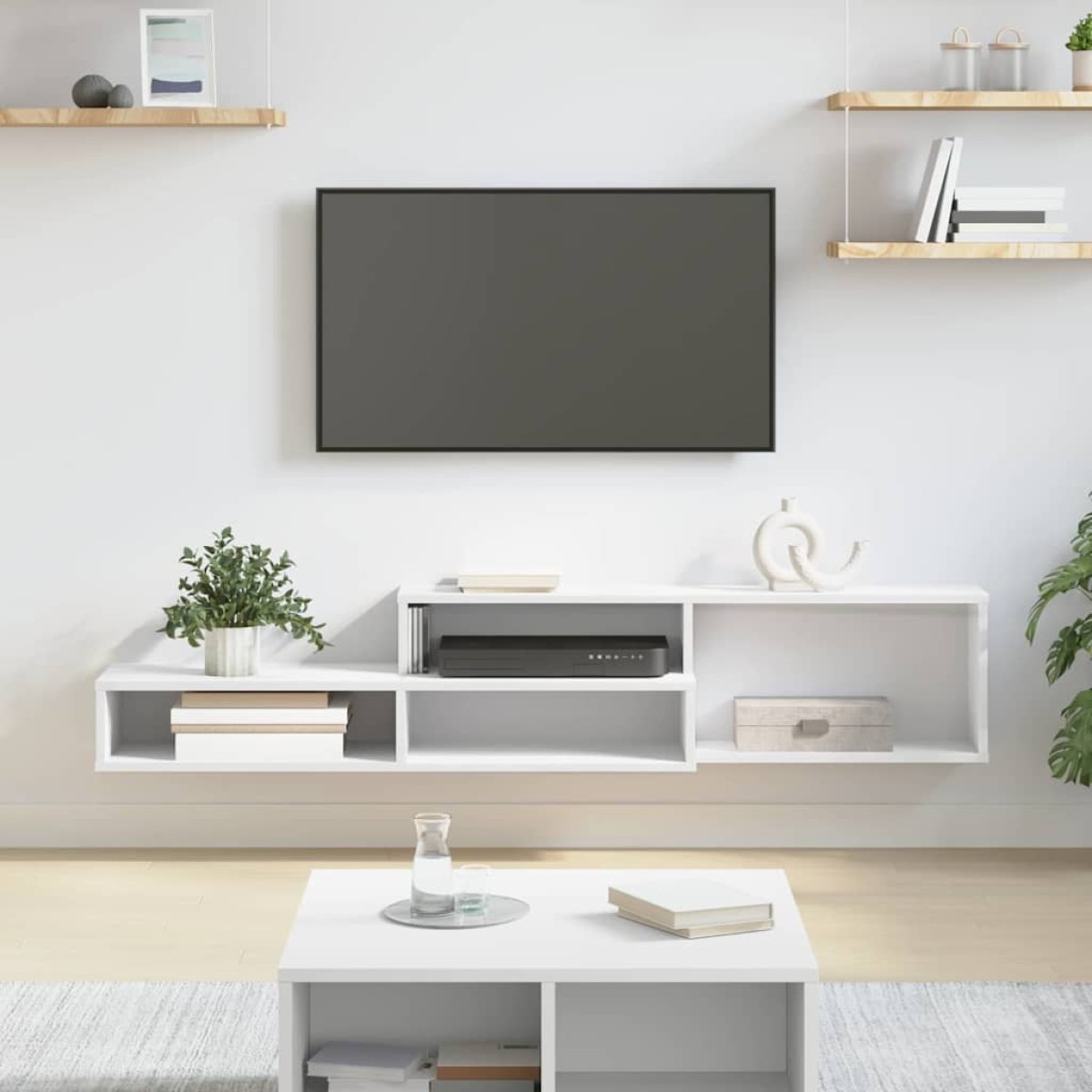 vidaXL ΡάφιΤηλεόρασηςΤοίχου 150x25x28,5εκ Επεξεργασμένο Ξύλο