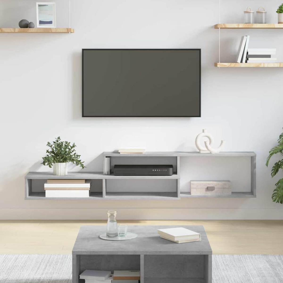 vidaXL ΡάφιΤηλεόρασηςΤοίχου 150x25x28,5εκ Επεξεργασμένο Ξύλο