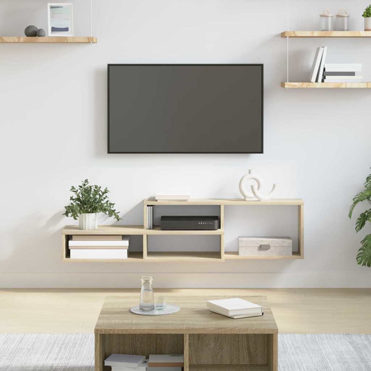 vidaXL ΡάφιΤηλεόρασηςΤοίχου 120x25x28,5εκ Επεξεργασμένο Ξύλο