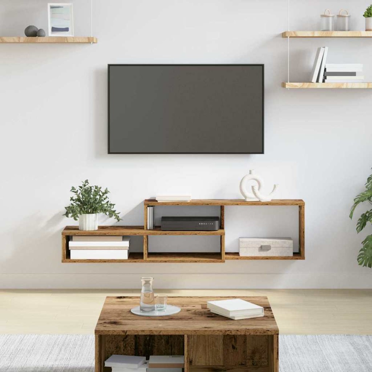 vidaXL ΡάφιΤηλεόρασηςΤοίχου 120x25x28,5εκ Επεξεργασμένο Ξύλο