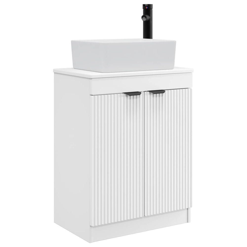 vidaXL Καθρέφτης μπάνιου με νιπτήρα Λευκό 54 x 35 x 83 εκ