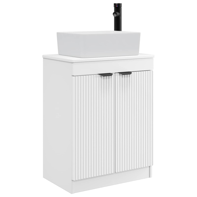 vidaXL Καθρέφτης μπάνιου με νιπτήρα Λευκό 54 x 35 x 83 εκ