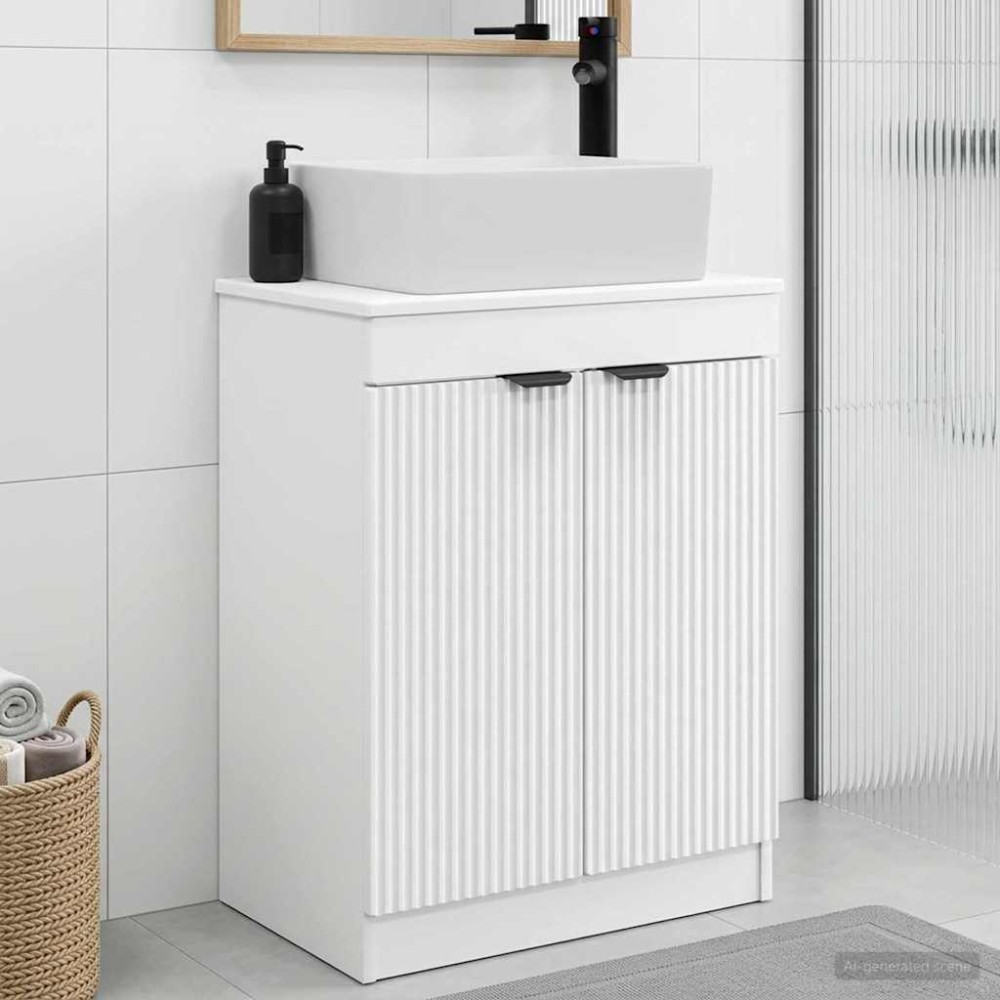 vidaXL Καθρέφτης μπάνιου με νιπτήρα Λευκό 54 x 35 x 83 εκ