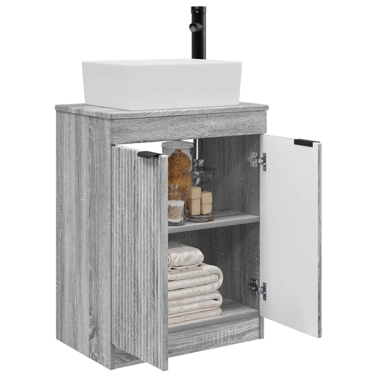 vidaXL Καθρέφτης μπάνιου με νιπτήρα Γκρι Sonoma 54 x 35 x 83 εκ