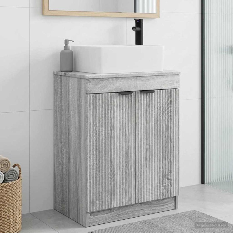 vidaXL Καθρέφτης μπάνιου με νιπτήρα Γκρι Sonoma 54 x 35 x 83 εκ