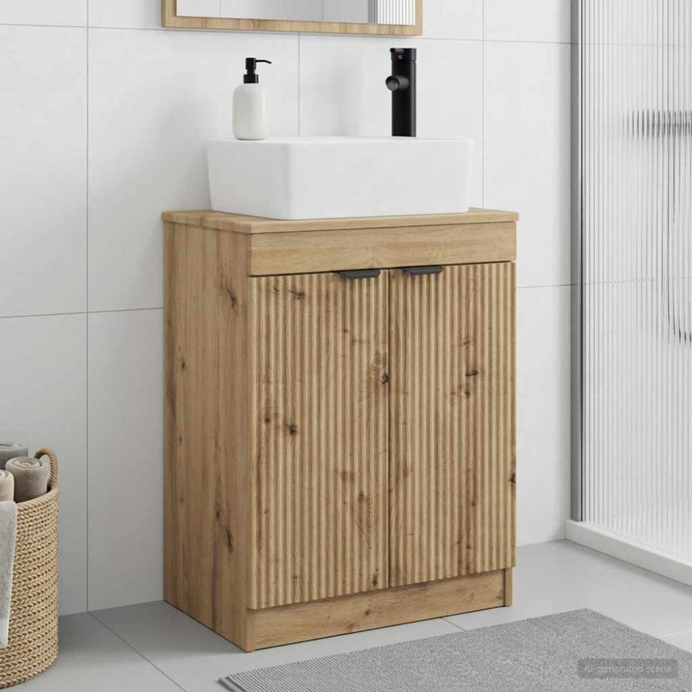 vidaXL Καθρέφτης μπάνιου με νιπτήρα Artisan Δρυς 54 x 35 x 83 εκ