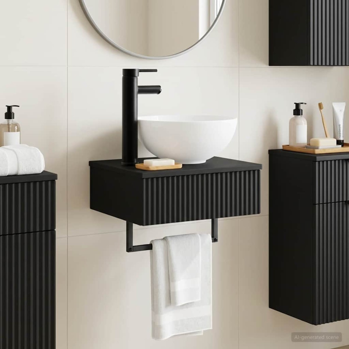 vidaXL Νιπτήρας Τοίχου Μαύρο 40 x 35 x 39 εκ. Επεξεργασμένο Ξύλο