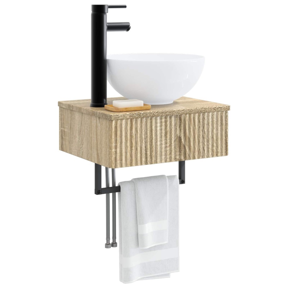 vidaXL Νιπτήρας Τοίχου Sonoma Δρυς 40 x 35 x 39 εκ. Επεξεργασμένο Ξύλο