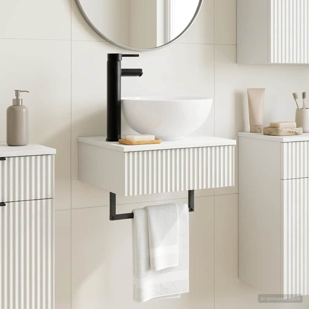 vidaXL Νιπτήρας Τοίχου Γυαλιστερό Λευκό 40 x 35 x 39 εκ.