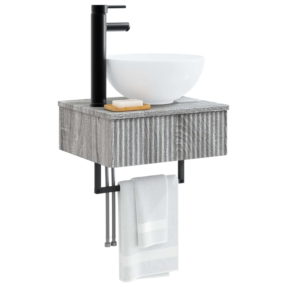 vidaXL Νιπτήρας Τοίχου Γκρι Sonoma 40 x 35 x 39 εκ. Επεξεργασμένο Ξύλο