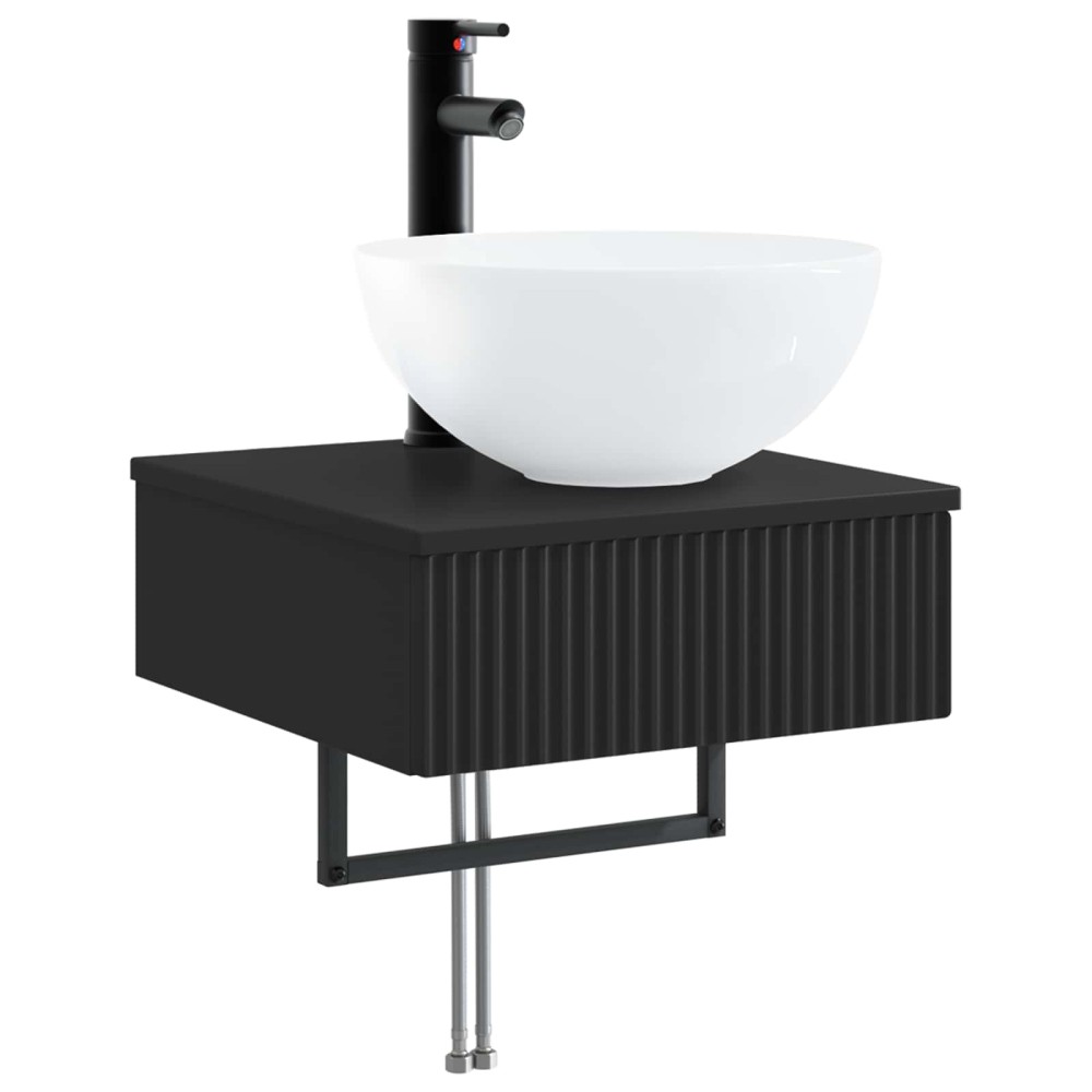 vidaXL Νιπτήρας Τοίχου Μαύρο 40 x 41 x 40,5 εκ Επεξεργασμένο Ξύλο