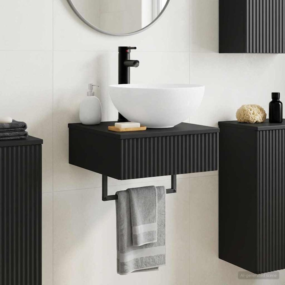vidaXL Νιπτήρας Τοίχου Μαύρο 40 x 41 x 40,5 εκ Επεξεργασμένο Ξύλο