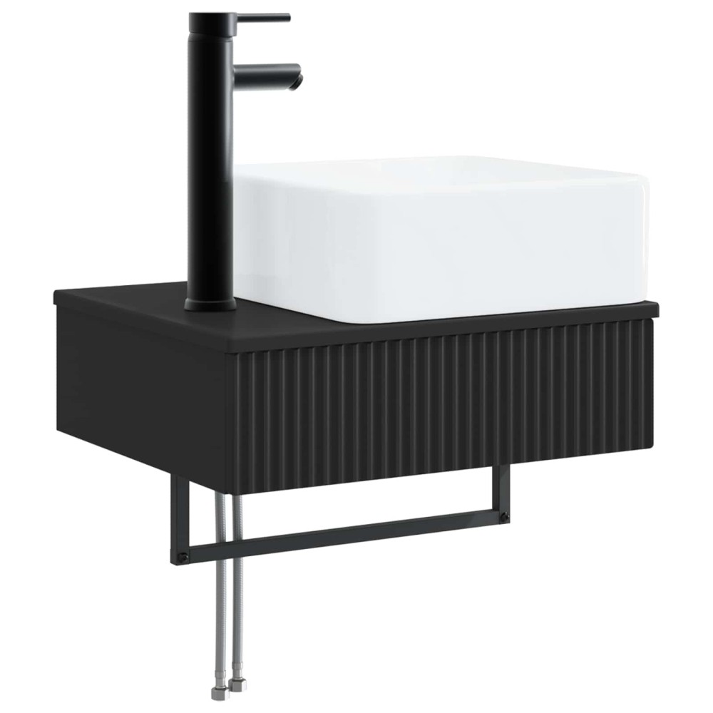 vidaXL Νιπτήρας Τοίχου Μαύρο 50 x 41 x 39 εκ. Επεξεργασμένο Ξύλο