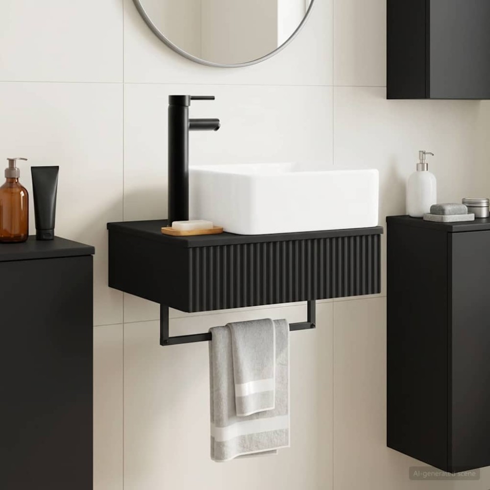 vidaXL Νιπτήρας Τοίχου Μαύρο 50 x 41 x 39 εκ. Επεξεργασμένο Ξύλο