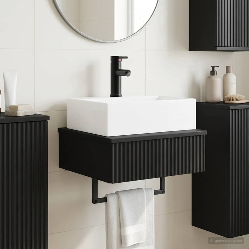 vidaXL Νιπτήρας Τοίχου Μαύρο 40 x 41 x 39 εκ. Επεξεργασμένο Ξύλο