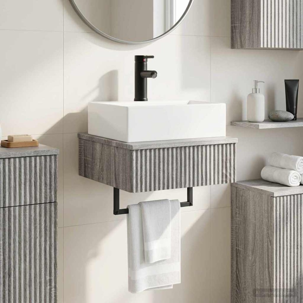 vidaXL Νιπτήρας Τοίχου Γκρι Sonoma 40 x 41 x 39 εκ. Επεξεργασμένο Ξύλο