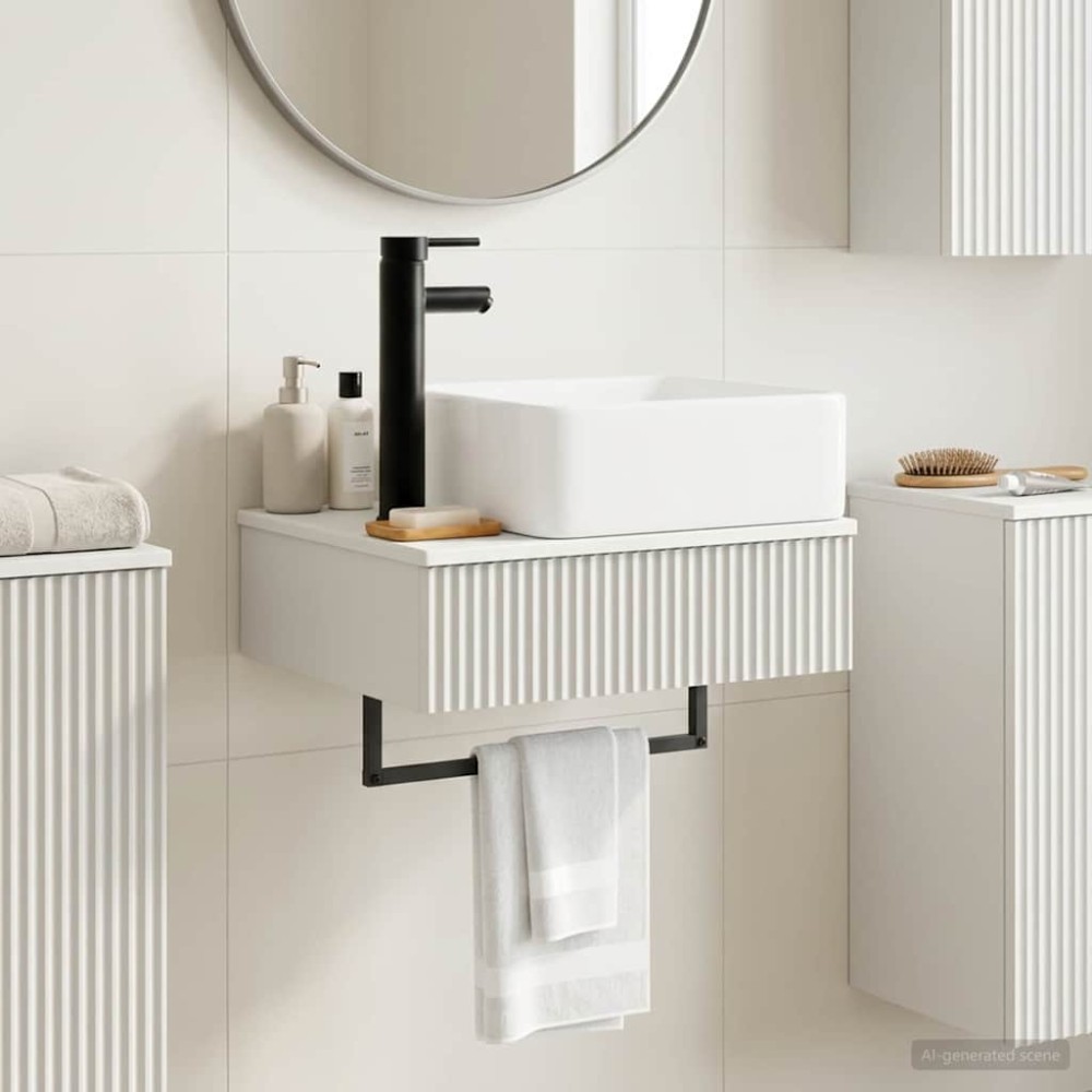 vidaXL Νιπτήρας Τοίχου Λευκό 53 x 35 x 39 εκ Επεξεργασμένο Ξύλο