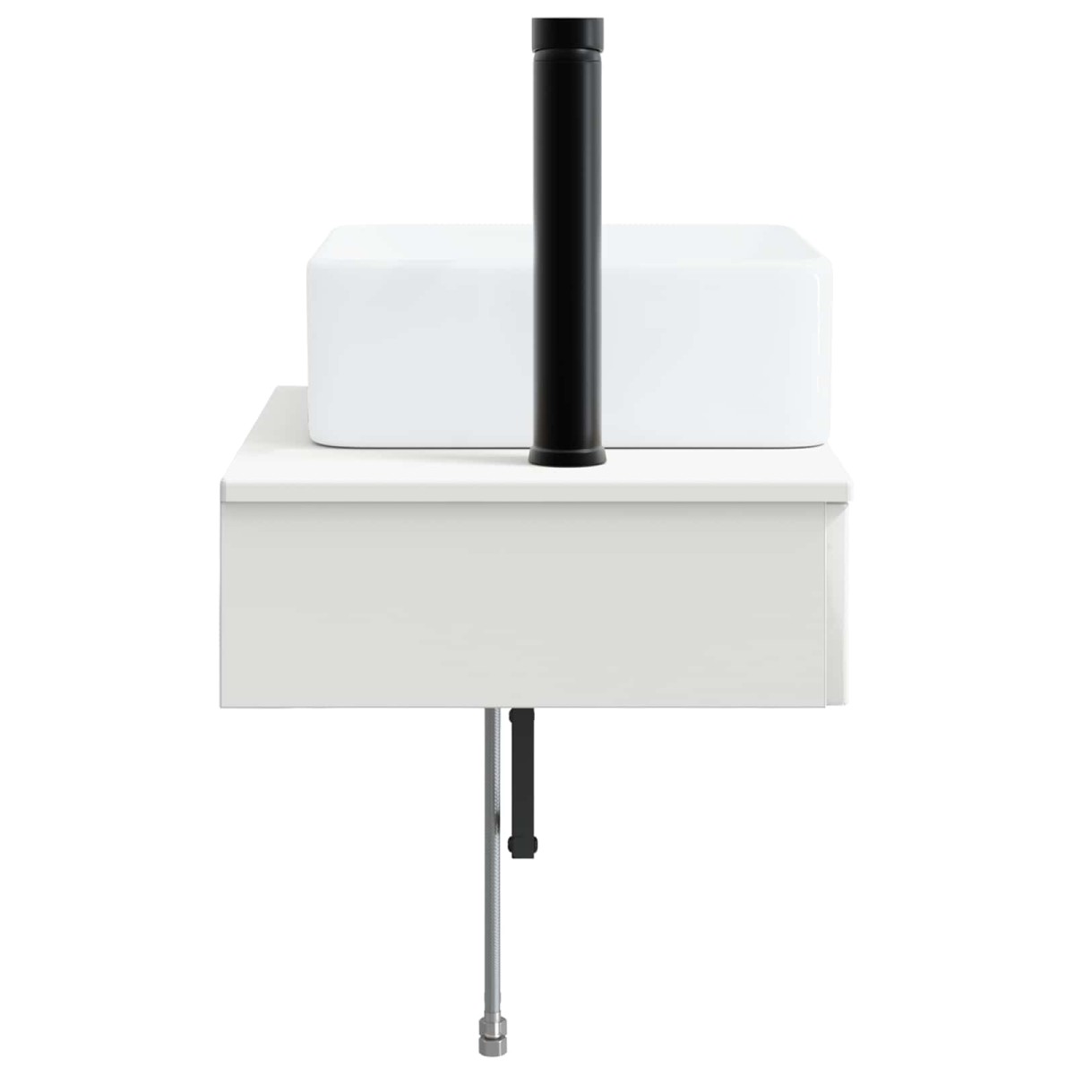 vidaXL Νιπτήρας Τοίχου Γυαλιστερό Λευκό 53 x 35 x 39 εκ