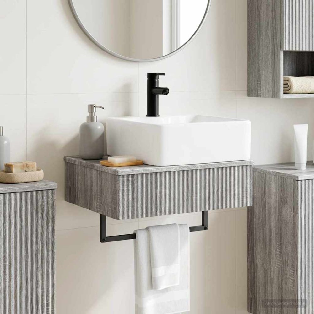 vidaXL Νιπτήρας Τοίχου Γκρι Sonoma 53 x 35 x 39 εκ Επεξεργασμένο Ξύλο