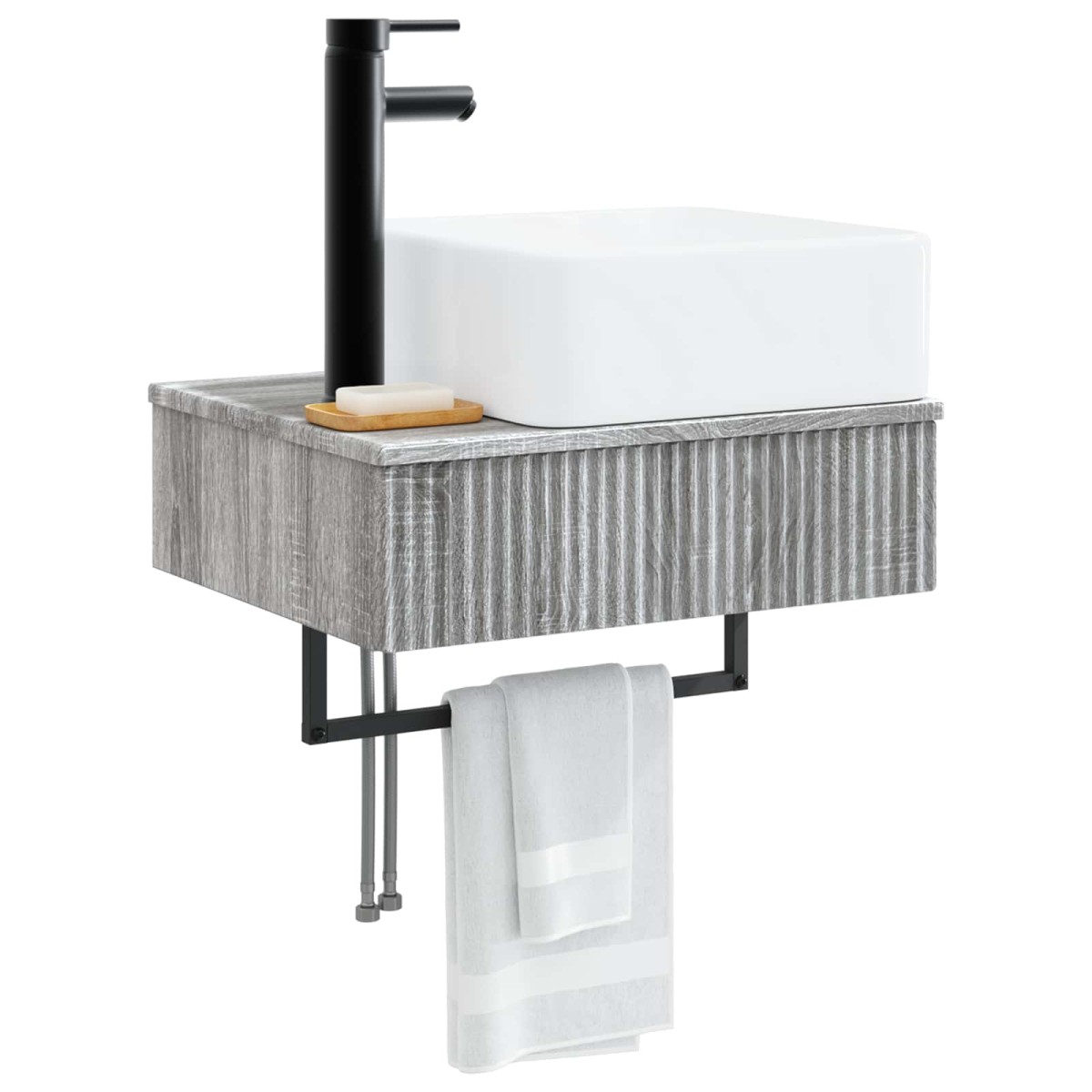 vidaXL Νιπτήρας Τοίχου Γκρι Sonoma 53 x 35 x 39 εκ Επεξεργασμένο Ξύλο