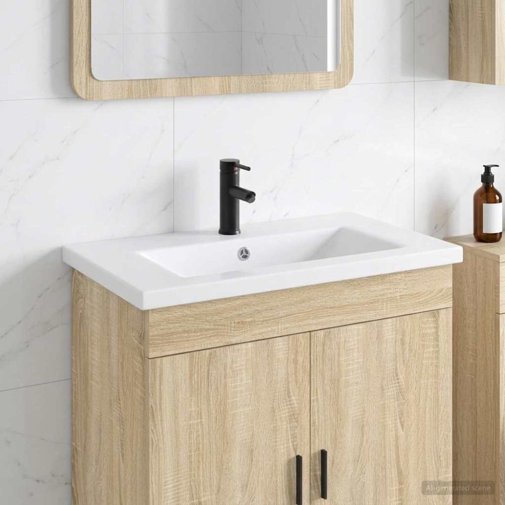 vidaXL Λεκάνη μπάνιου Ματ Μαύρο 81 x 40 x 17,5 εκ. Μέταλλο