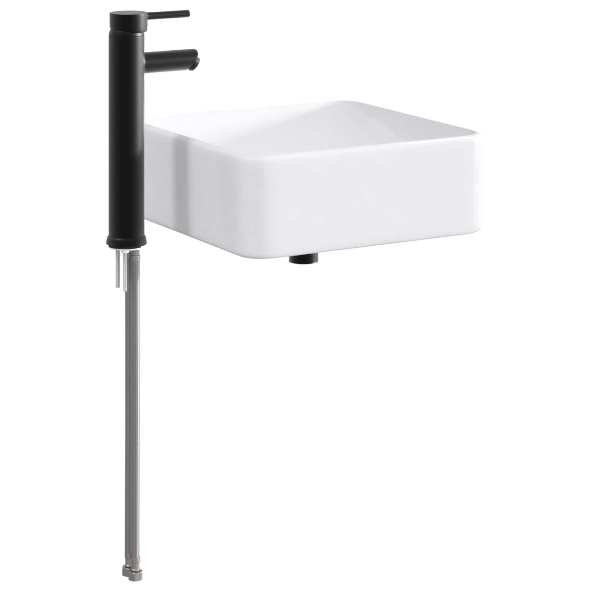 vidaXL Νιπτήρας μπάνιου με βρύση και αποχέτευση Ματ Μαύρο