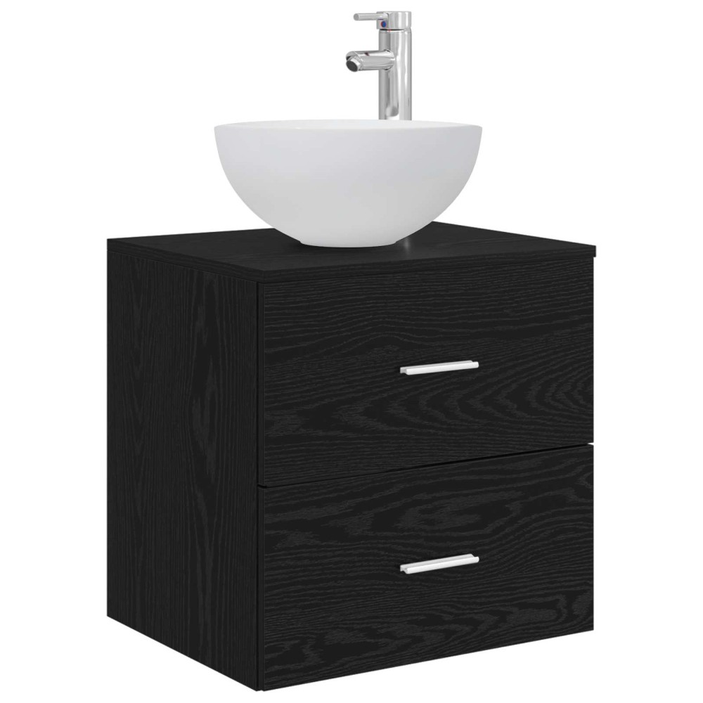 vidaXL Τοίχου Νιπτήρας Βανίτα Μαύρη Δρυς 49,5 x 35 x 63 εκ