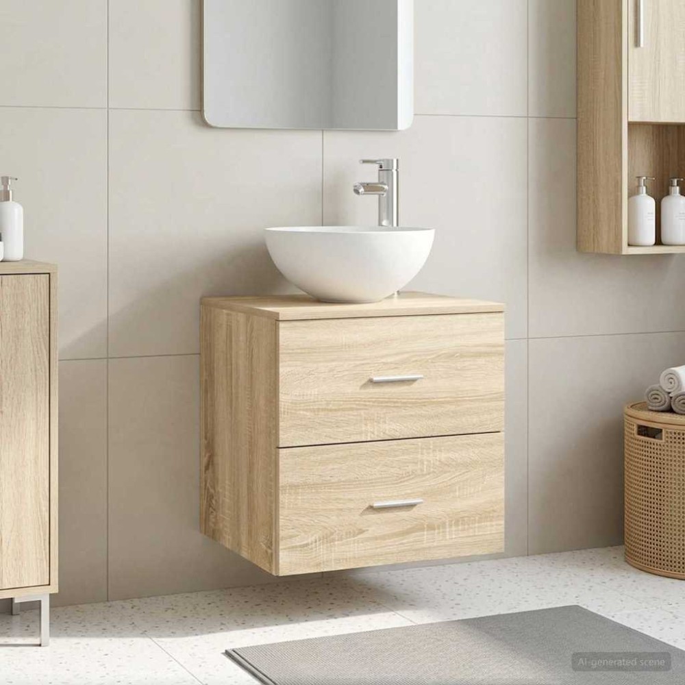 vidaXL Τοίχου Νιπτήρας Βανίτα Sonoma Δρυς 49,5 x 35 x 63 εκ