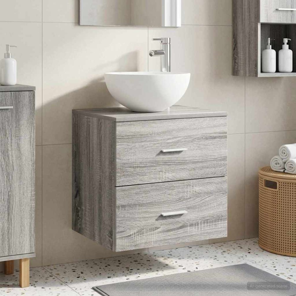 vidaXL Τοίχου Νιπτήρας Βανίτα Γκρι Sonoma 49,5 x 35 x 63 εκ