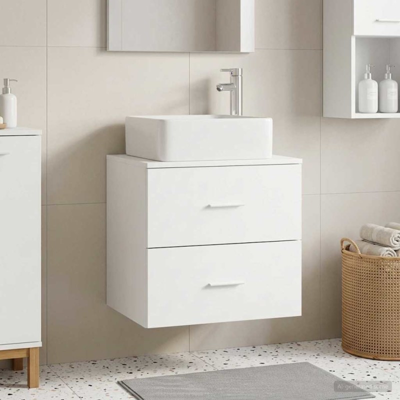 vidaXL Επιτοίχια Λεκάνη Έπιπλο Λευκό 49,5 x 41 x 63 εκ