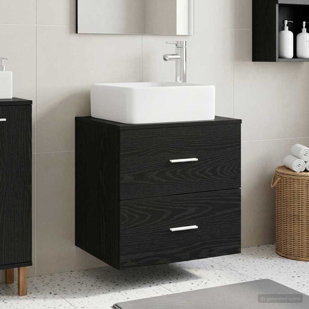 vidaXL Επιτοίχια Λεκάνη Έπιπλο Μαύρη Δρυς 49,5 x 41 x 63 εκ