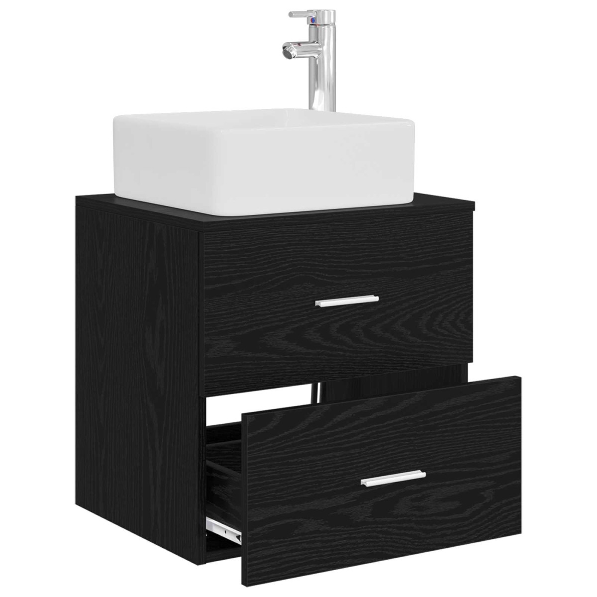 vidaXL Επιτοίχια Λεκάνη Έπιπλο Μαύρη Δρυς 49,5 x 41 x 63 εκ