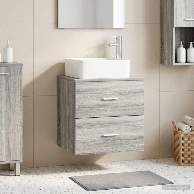 vidaXL Επιτοίχια Λεκάνη Έπιπλο Γκρι Sonoma 49,5 x 41 x 63 εκ