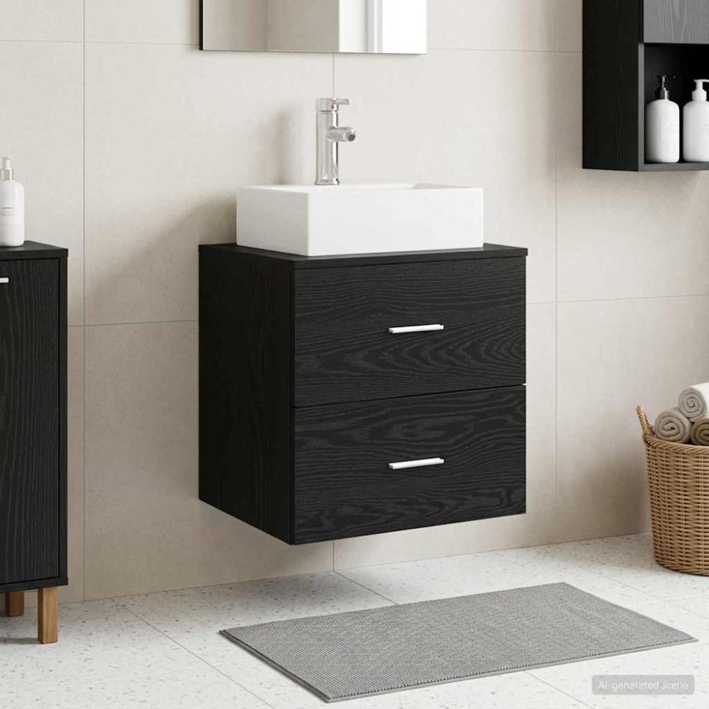 vidaXL Επιτοίχια Λεκάνη Έπιπλο Μαύρη Δρυς 49,5 x 41 x 62,5 εκ
