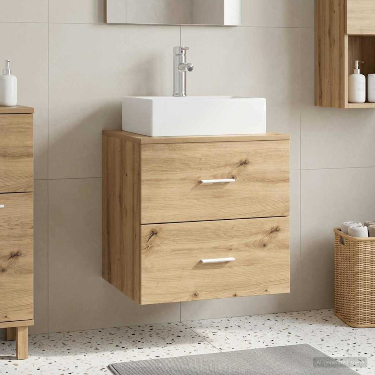 vidaXL Επιτοίχια Λεκάνη Έπιπλο Artisan Δρυς 49,5 x 41 x 62,5 εκ